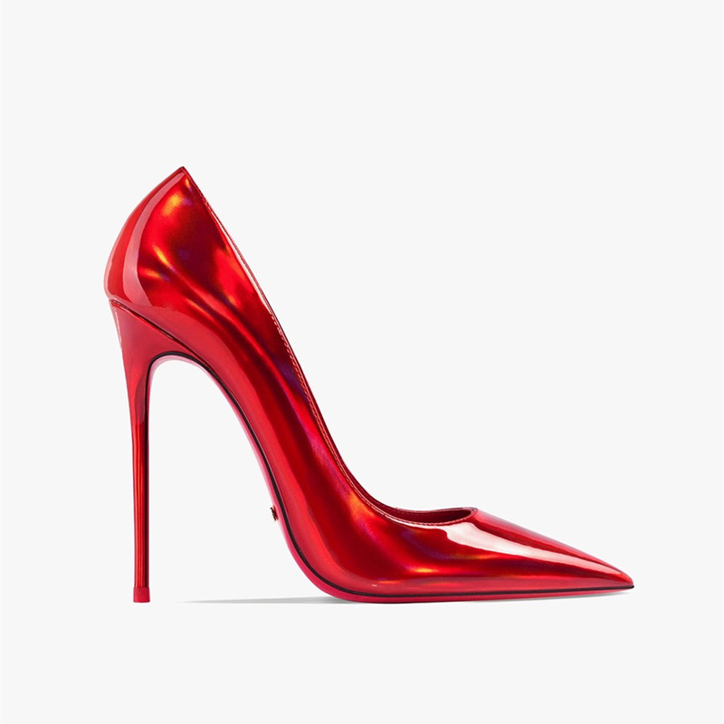 Women'S Shoes Red Bottoms - Hltino รองเท้าส้นตึกสีแดงสดใสสำหรับผู้หญิงผู้หญิงงานปาร์ตี้รองเท้าซิงเกิ้ลสุดเซ็กซี่ฤดูร้อนฤดูใบไม้ร่วงหนังแท้