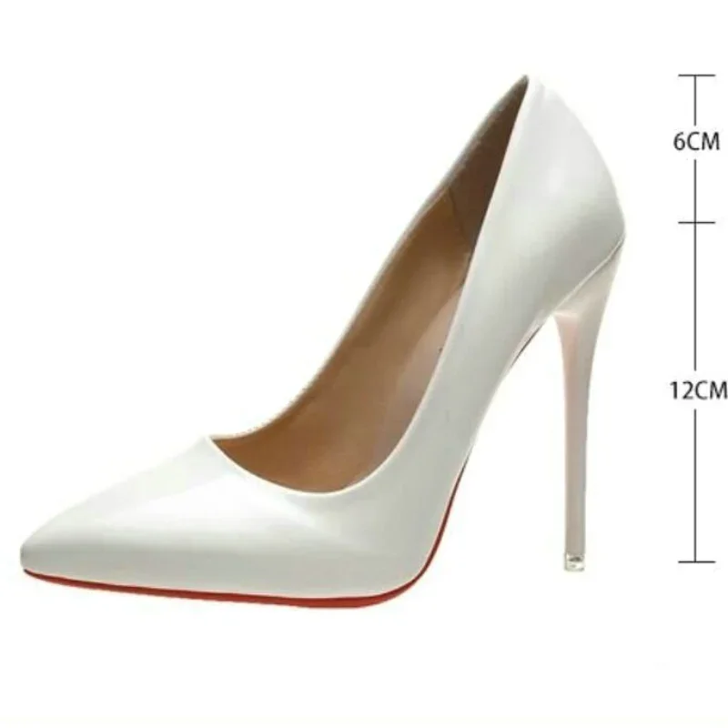 Women'S Shoes Red Bottoms - รองเท้าผู้หญิงหัวแหลมเซ็กซี่12ซม. รองเท้าแต่งงานรองเท้าชุดเดรสเปลือยส้นยางสีแดงพื้นเปลือยสีดำ