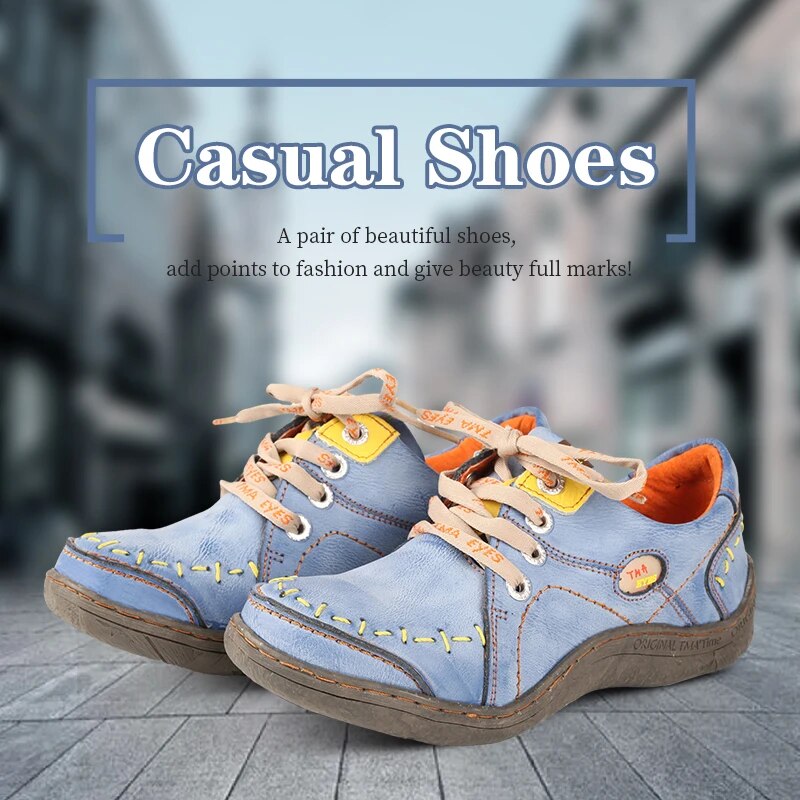 Women Shoes Ysl - รองเท้าผ้าใบหนังเย็บด้วยมือของผู้หญิง TMA Eyes รองเท้าส้นเตี้ยน้ำหนักเบาสำหรับผู้หญิงในฤดูใบไม้ร่วง