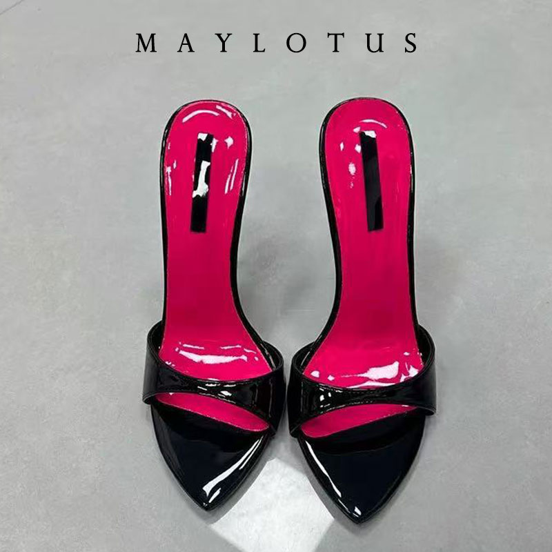 Women Shoes Ysl - รองเท้าส้นเข็มแบบสวม ไซส์ 35-46 ลายปะติดปะต่อ รุ่นใหม่ล่าสุด ปลายแหลม