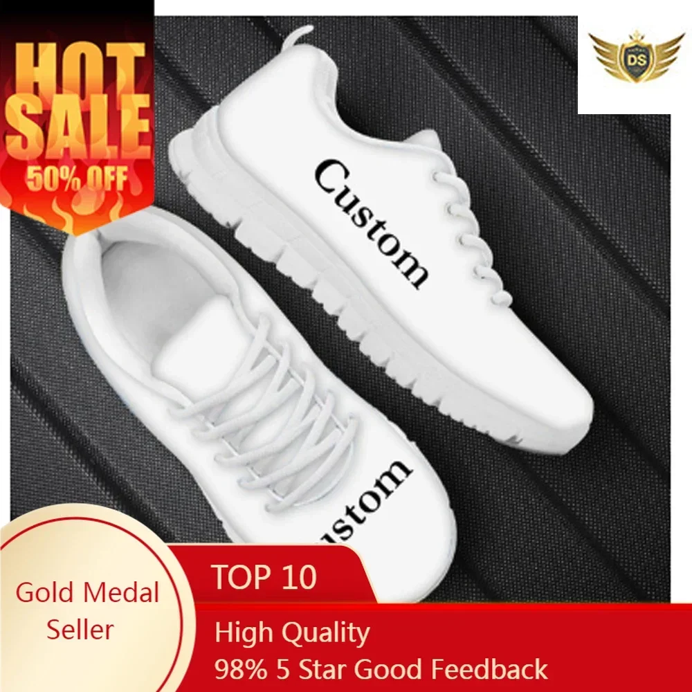 Women Shoes Logo - CUSTOM รองเท้าภาพที่กําหนดเองรูปแบบโลโก้แบรนด์ผู้หญิงรองเท้าผ้าใบลําลองพยาบาลสบายตาข่ายรองเท้าสําหรับ Dropshipping