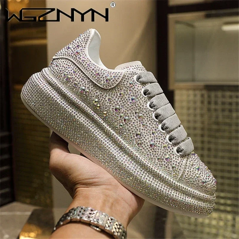 Women Shoes Store - 2025 ใหม่แบรนด์แฟชั่นผู้หญิง Casual Glitter ประกายรองเท้าผ้าใบผู้หญิง Encrusted