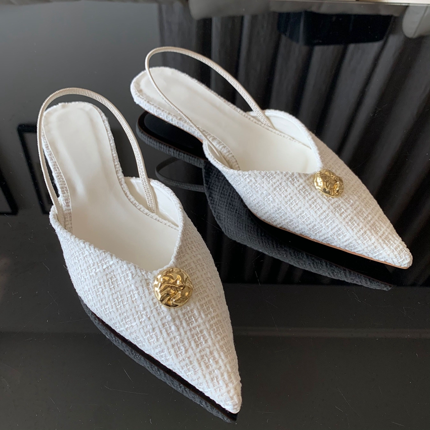 Women Shoes Branded - รองเท้าส้นเตี้ยแบบสวม รุ่นใหม่ ปี 2025 สำหรับผู้หญิง ดีไซน์หัวแหลม