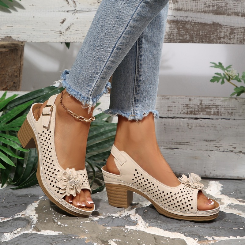 รองเท้าส้นหนาสำหรับผู้หญิง ประ - Ankle Strap Heels บทวิจารณ์และราคา