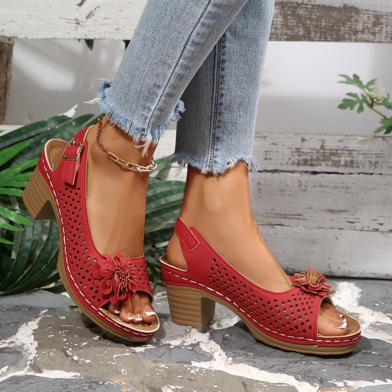 รองเท้าส้นหนาสำหรับผู้หญิง ประ - Ankle Strap Heels บทวิจารณ์และราคา