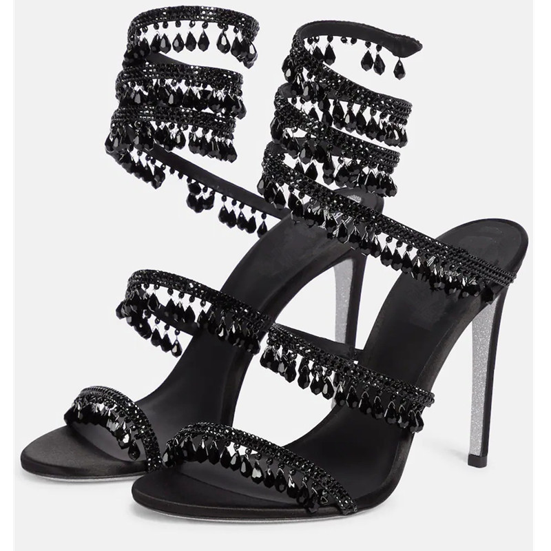 รองเท้าส้นสูงประดับคริสตัลสีเข - Ankle Strap Heels บทวิจารณ์และราคา