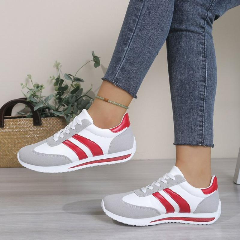 รองเท้าผ้าใบสีขาวแฟชั่นแบบผูกเ - Women Shoes Store บทวิจารณ์และราคา