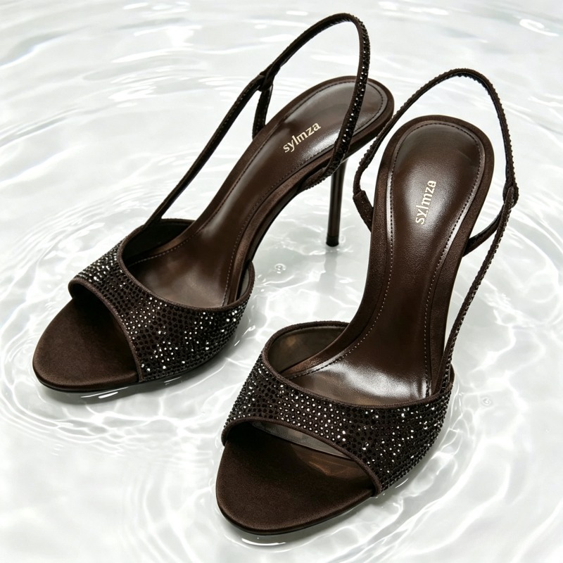 รองเท้าส้นสูงแบบสวมเปิดส้นประด - Women Shoes Branded บทวิจารณ์และราคา