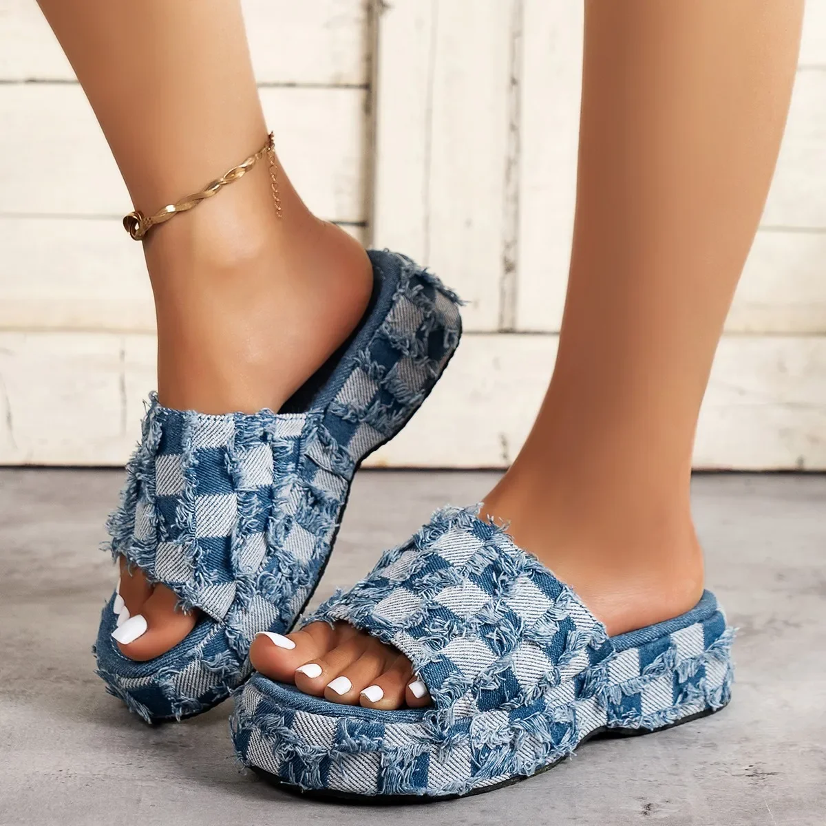 รองเท้าส้นตึกผ้าเดนิมผู้หญิงรอ - Women Shoes Jeans บทวิจารณ์และราคา