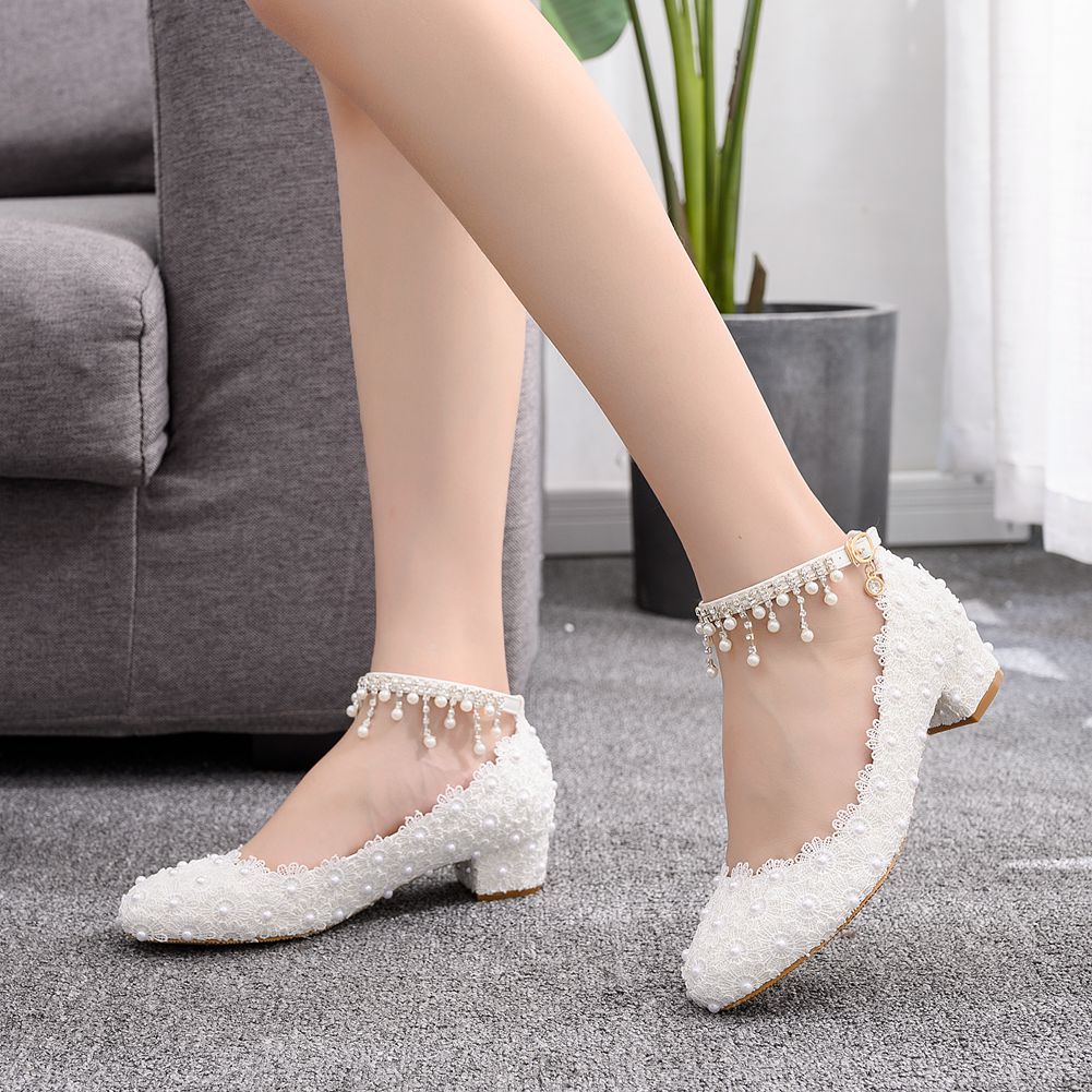 รองเท้าส้นเตี้ยแบบปิดหัวสำหรับ - Ankle Strap Heels บทวิจารณ์และราคา