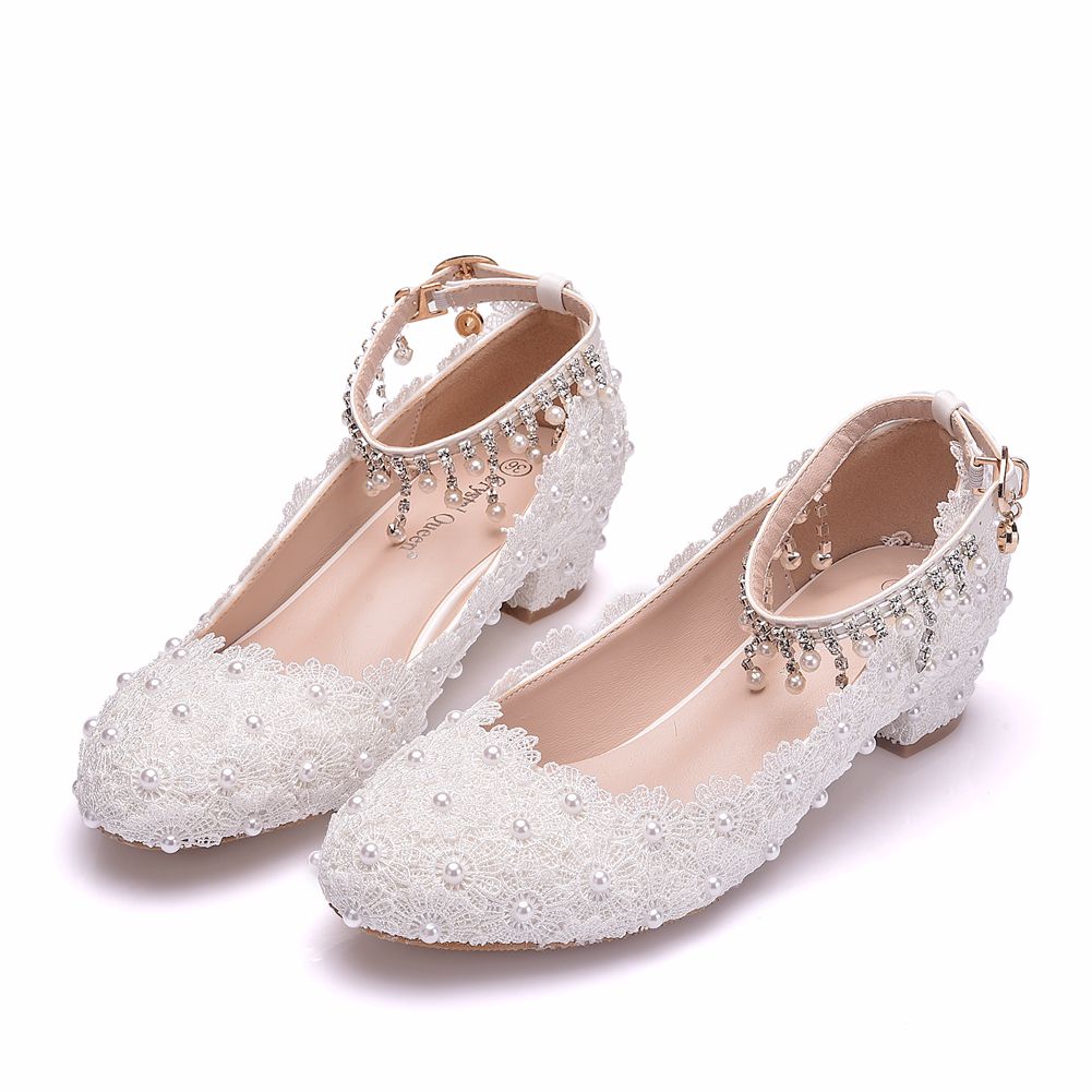 รองเท้าส้นเตี้ยแบบปิดหัวสำหรับ - Ankle Strap Heels บทวิจารณ์และราคา