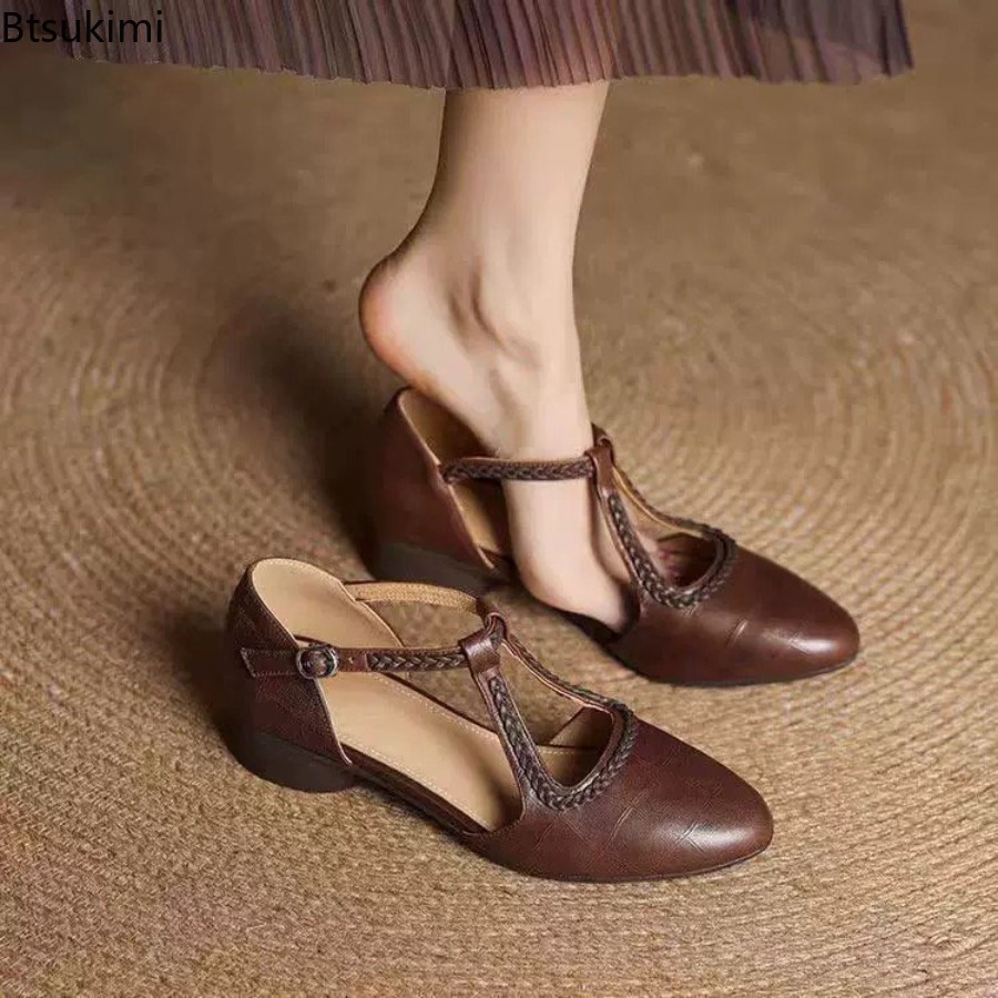 รองเท้าส้นหนาแบบสวมเปิดส้นสไตล - Ankle Strap Heels บทวิจารณ์และราคา