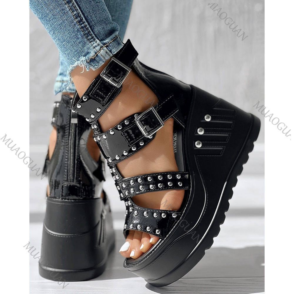 รองเท้าส้นหนาแบบเปิดนิ้วเท้าสี - Ankle Strap Heels บทวิจารณ์และราคา
