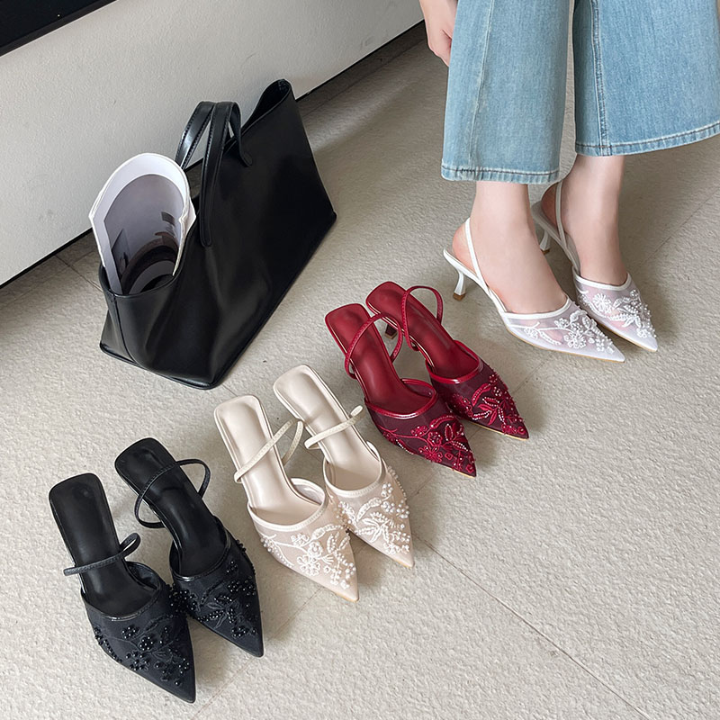 รองเท้าส้นสูงแบบสลิงแบ็ค ดีไซน - Women Shoes Branded บทวิจารณ์และราคา