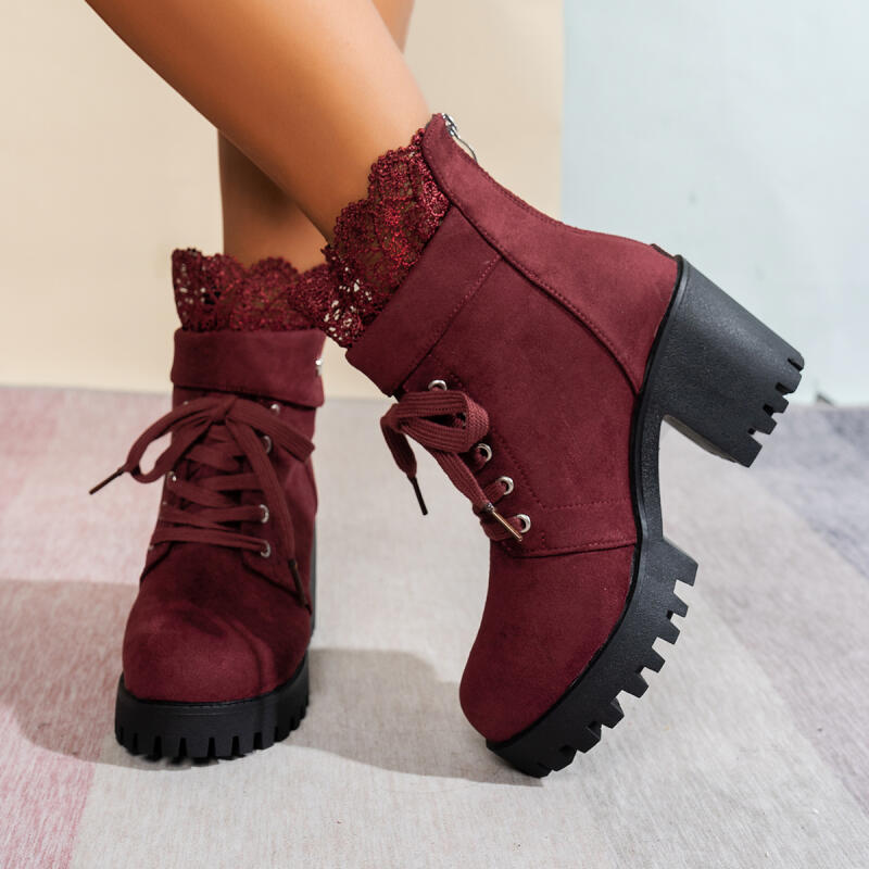 รองเท้าบูทส้นสูงแบบหนา สไตล์เร - Women'S Shoes Red Bottoms บทวิจารณ์และราคา
