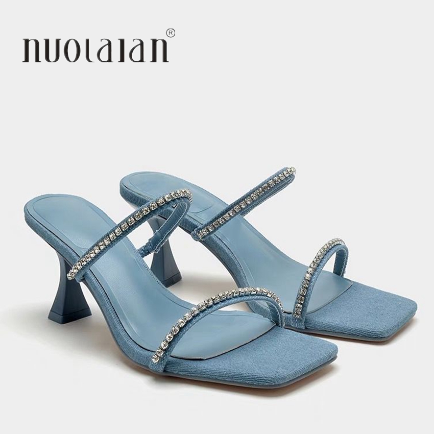 รองเท้าแตะส้นคริสตัลยีนส์สำหรั - Women Shoes Jeans บทวิจารณ์และราคา