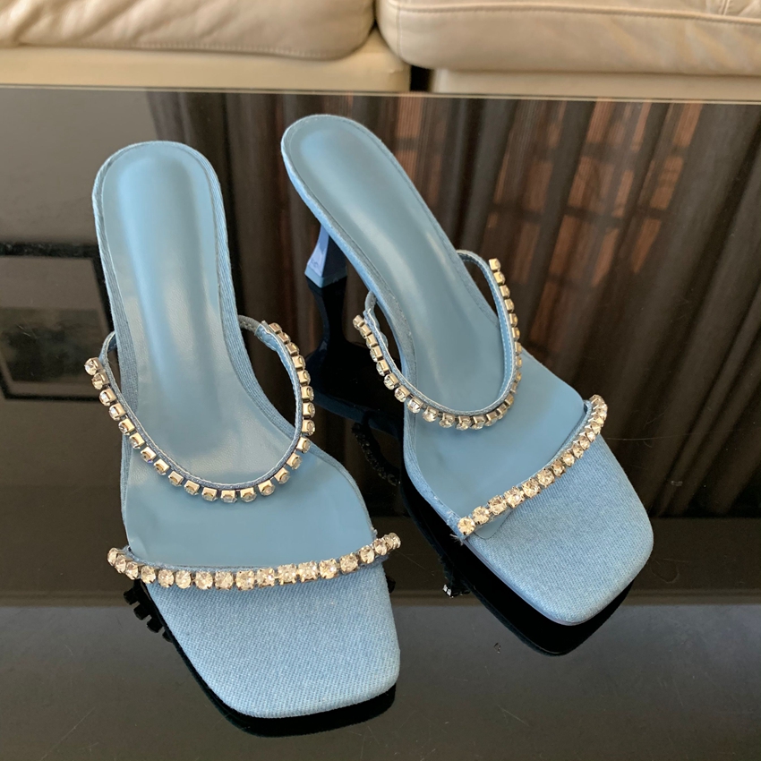 รองเท้าแตะส้นคริสตัลยีนส์สำหรั - Women Shoes Jeans บทวิจารณ์และราคา
