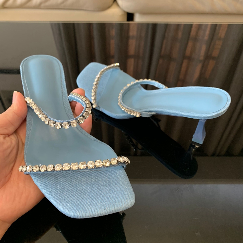 รองเท้าแตะส้นคริสตัลยีนส์สำหรั - Women Shoes Jeans บทวิจารณ์และราคา