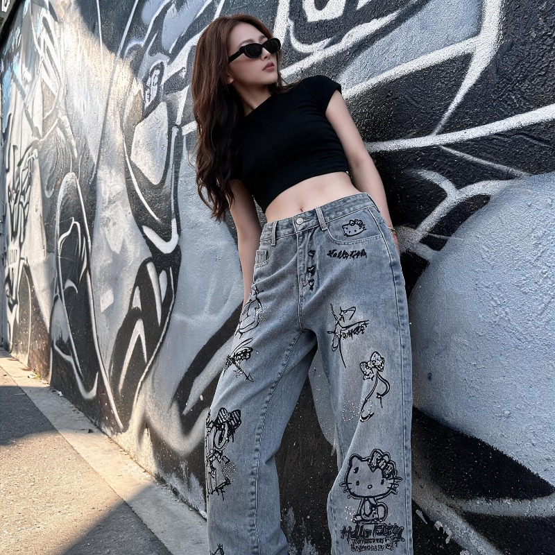 กางเกงยีนส์สไตล์การ์ตูนน่ารัก  - Women Shoes Jeans บทวิจารณ์และราคา
