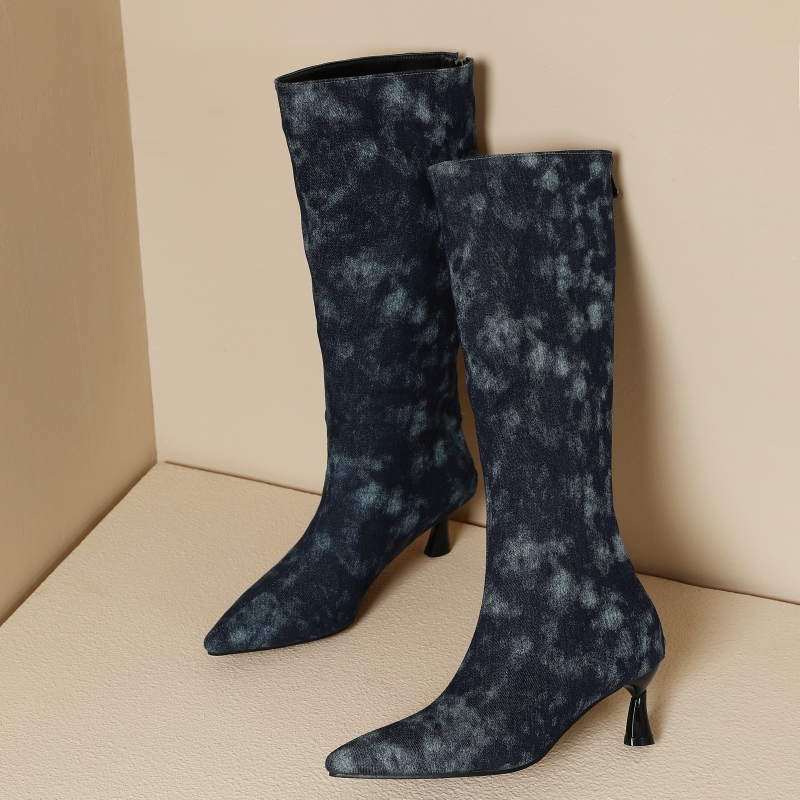 กางเกงยีนส์สีฟ้าเข่ารองเท้าบูท - Women Shoes Jeans บทวิจารณ์และราคา