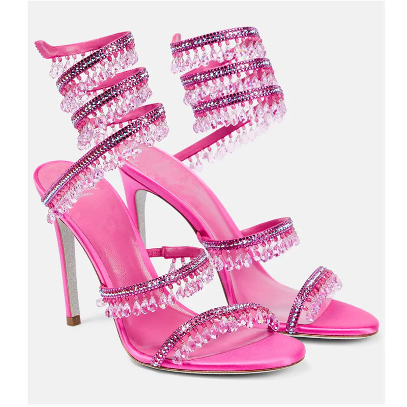 รองเท้าส้นสูงผู้หญิงประดับเพชร - Ankle Strap Heels บทวิจารณ์และราคา