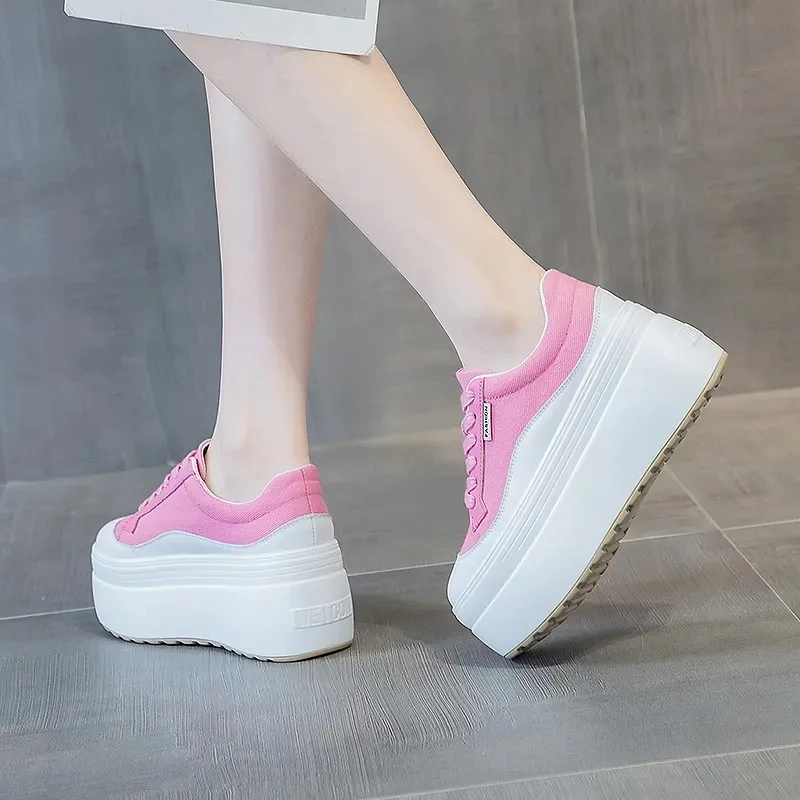 8 ซม.ใหม่ผ้าใบของแท้หนังผู้หญิ - Women Shoes Store บทวิจารณ์และราคา
