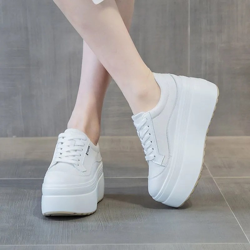 8 ซม.ใหม่ผ้าใบของแท้หนังผู้หญิ - Women Shoes Store บทวิจารณ์และราคา