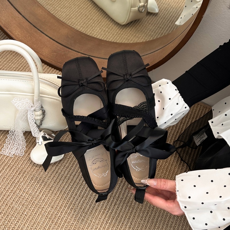 รองเท้าบัลเล่ต์แบบผูกเชือก สไต - Women'S Shoes Popular บทวิจารณ์และราคา