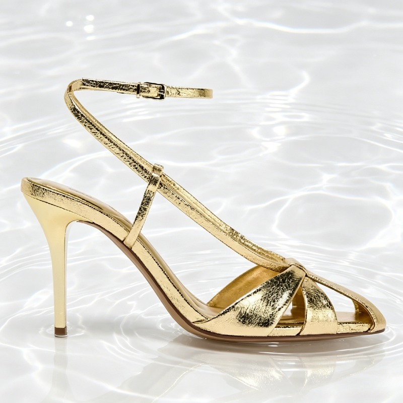 แฟชั่นทองบางรองเท้าส้นสูงรองเท - Women Shoes Branded บทวิจารณ์และราคา
