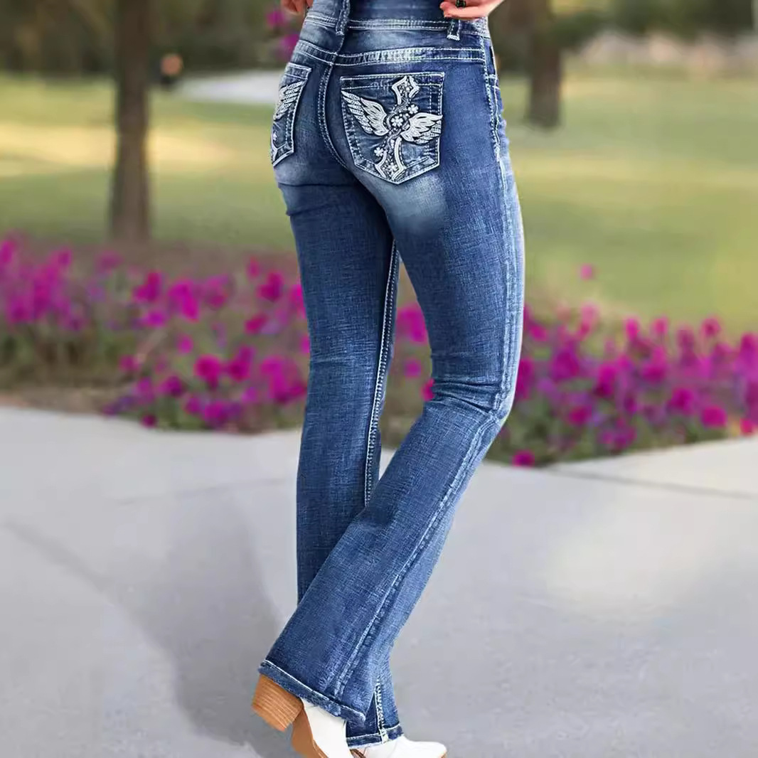 2025 ใหม่ผู้หญิงสูงเอวเย็บปักถ - Women Shoes Jeans บทวิจารณ์และราคา