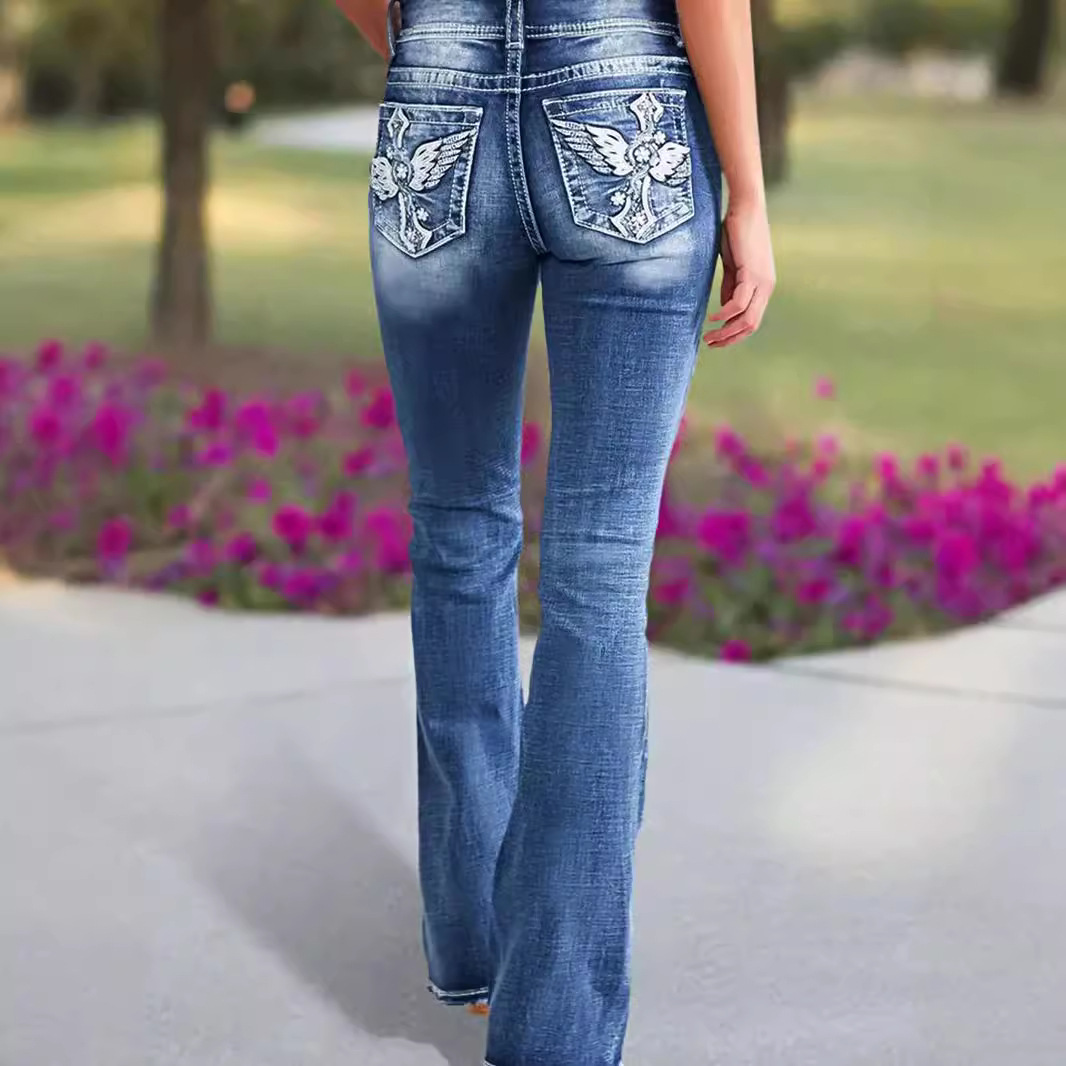 2025 ใหม่ผู้หญิงสูงเอวเย็บปักถ - Women Shoes Jeans บทวิจารณ์และราคา