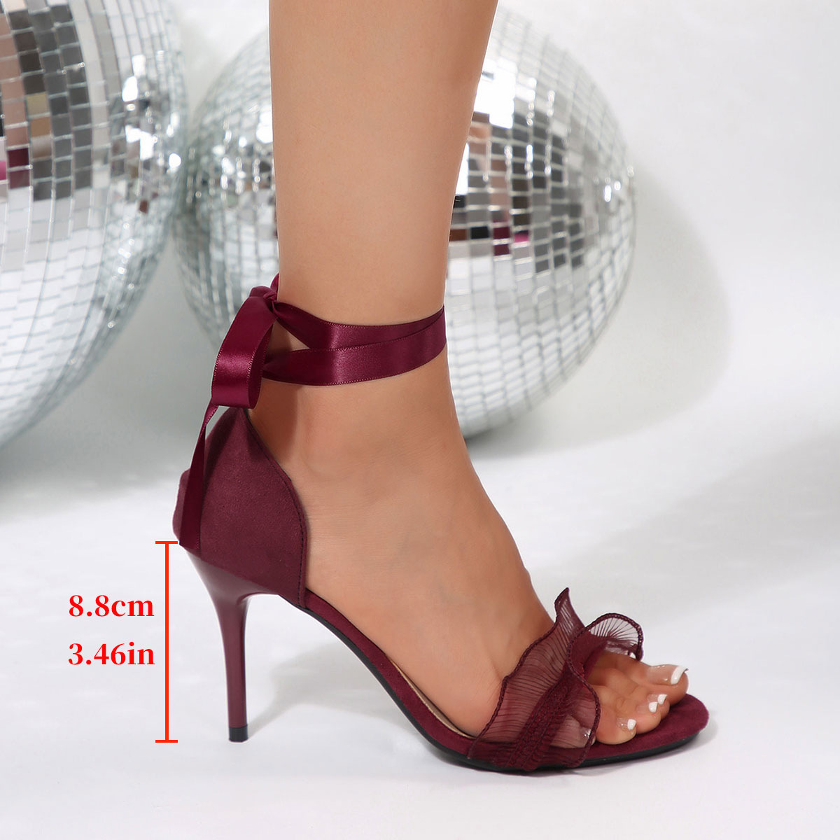 รองเท้าส้นสูงสีดำประดับลูกไม้  - Ankle Strap Heels บทวิจารณ์และราคา