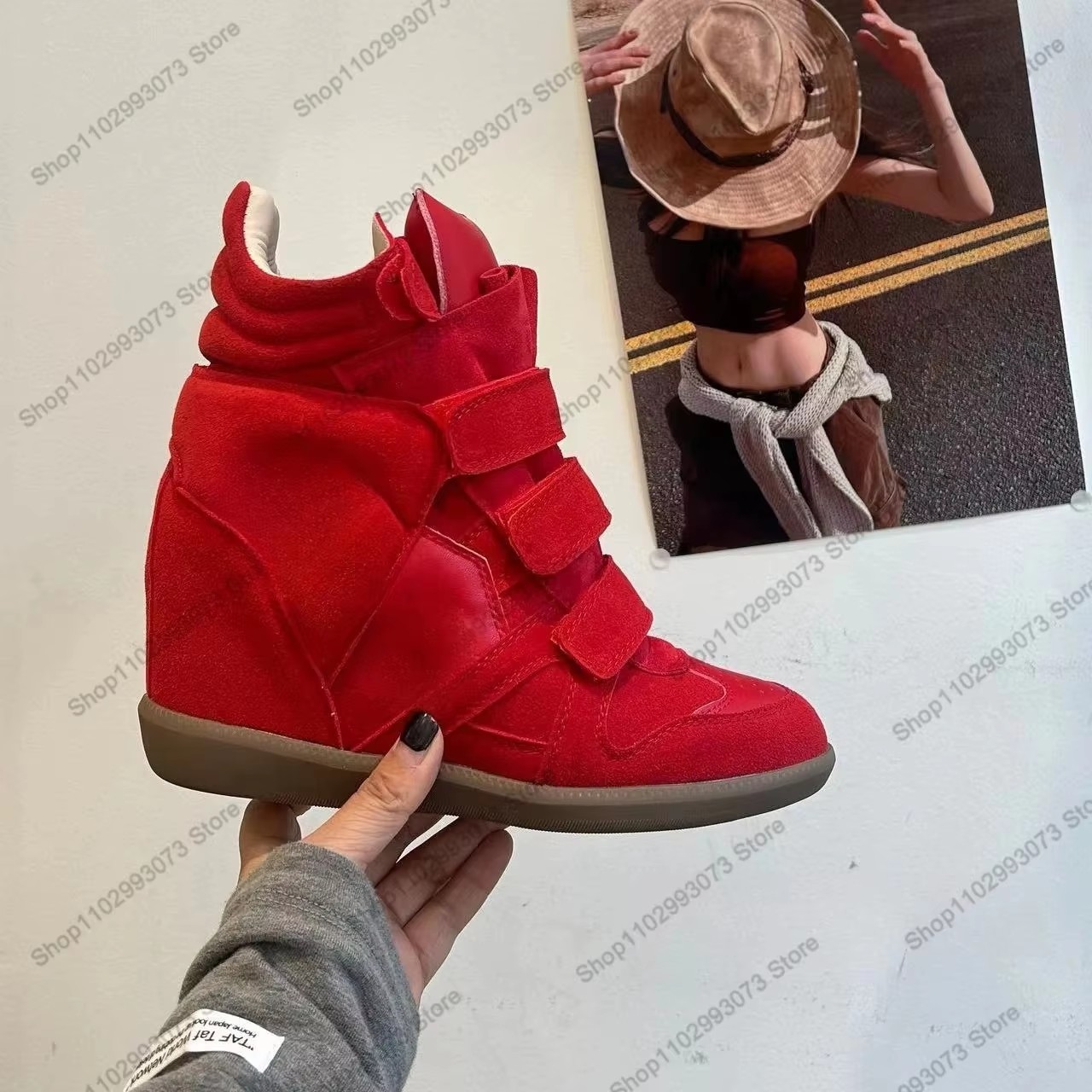 รองเท้าผ้าใบหุ้มข้อส้นลิ่มซ่อน - Women Shoes Store บทวิจารณ์และราคา