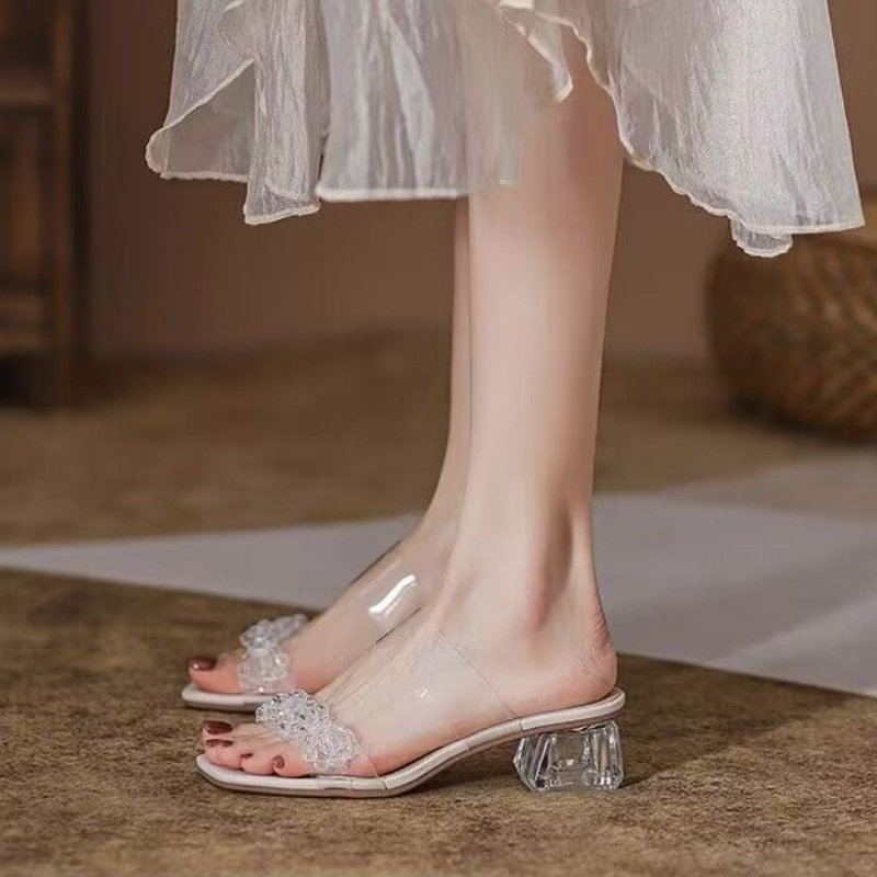 รองเท้าแตะส้นสูงประดับคริสตัลร - Women Shoes Ysl บทวิจารณ์และราคา